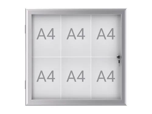 Buiten- binnenvitrine wand MAULexcite whiteboard 6xA4 met slot