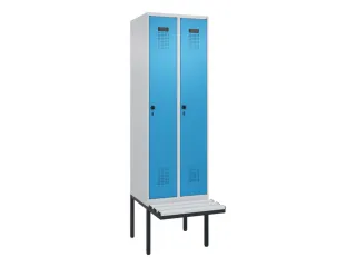 locker met bank,HxBxD 2120x600x815mm,2vak,vak B 300mm,draaigrendel - 2
