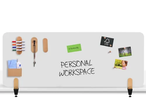 Bureauscherm Elements whiteboard 60x160cm klemmen