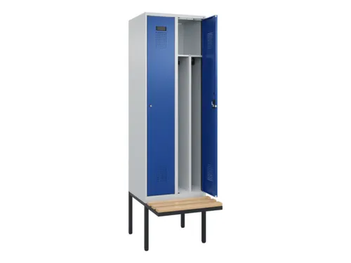 locker met bank,voor scheiding van kleding,HxBxD 2120x600x815mm,2vak