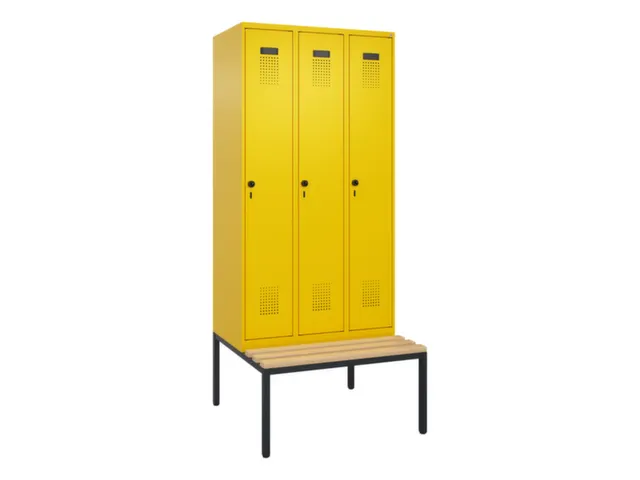 locker met bank,voor scheiding van kleding,HxBxD 2120x900x815mm,3vak