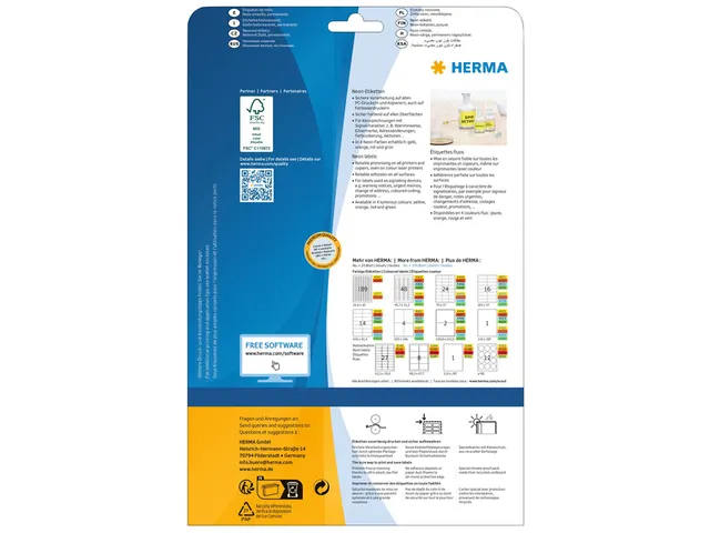 HERMA 5145 Gekleurde etiketten A4 99,1x67,7mm Neon Oranje 160 stuks