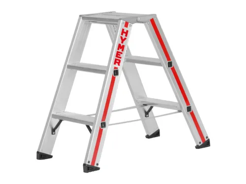 trapladder,beide zijden,2x3treden,Stand H 0,22m,balk L 0,77m,aluminium