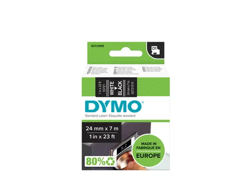 Labeltape Dymo 53721 D1 S721010 24mmx7m wit op zwart