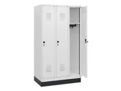 schoollocker,HxBxD 1630x900x500mm,3vak,vak B 300mm,draaigrendel,sokkel