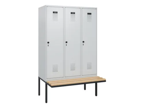 locker met bank,HxBxD 1950x1200x815mm,3vak,vak B 400mm,draaigrendel