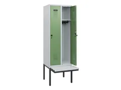 locker met bank,HxBxD 1950x600x815mm,2vak,vak B 300mm,draaigrendel