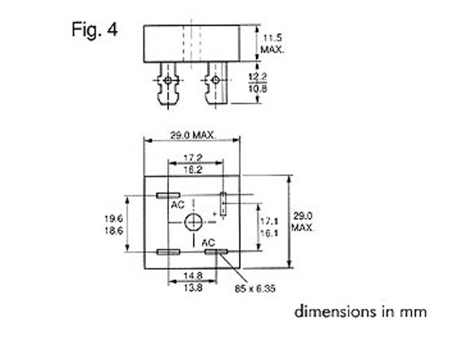 Gelijkrichter 800v-15a (kbpc1508) | ElektronicaComponent.nl