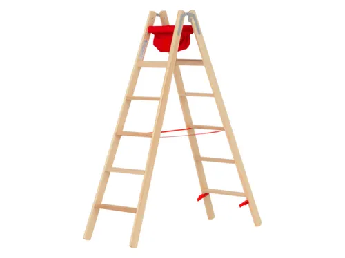 trapladder,beide zijden,2x6,treden,balk L 1,8m,hout