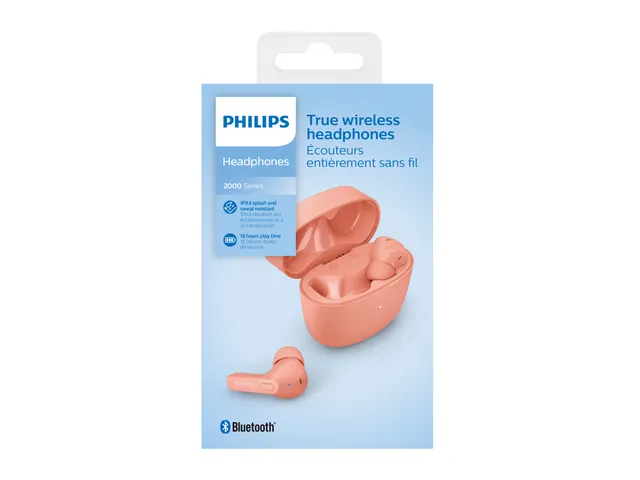 Oortelefoon Philips In-ear TWS TAT2206 roze met siliconen oorcaps