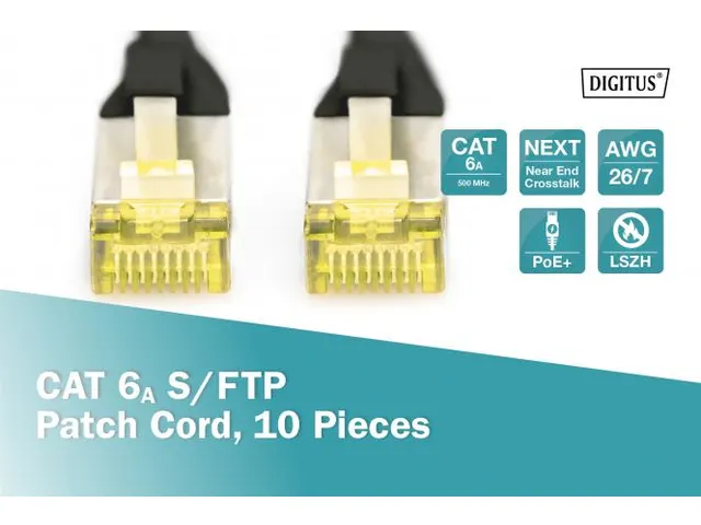 CAT 6A S/FTP PATCH CORD 10P AWG 26/7 1m