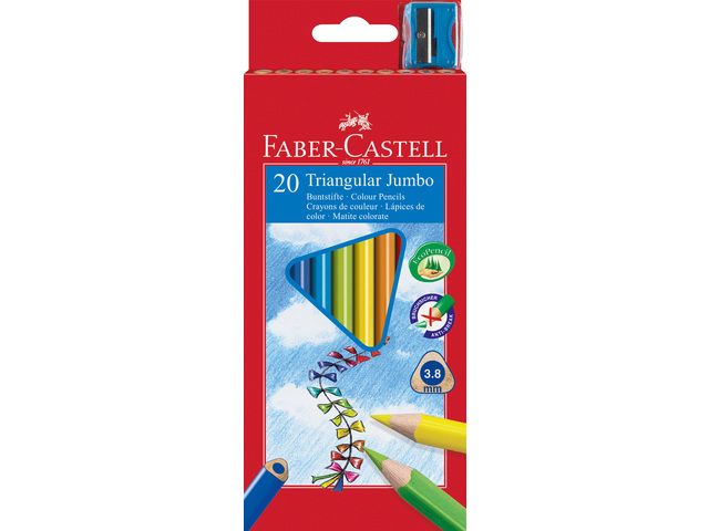kleurpotlood Faber-Castell Jumbo driekantig etui à 20 stuks | KleurpotlodenWinkel.nl