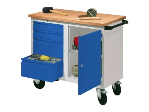 Werkplaatswagen 4 Laden 400kg Staalplaat Ral7035 Front Ral5010