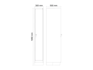 locker,HxBxD 1950x300x500mm,1vak,vak B 300mm,draaigrendel,sokkel - 4