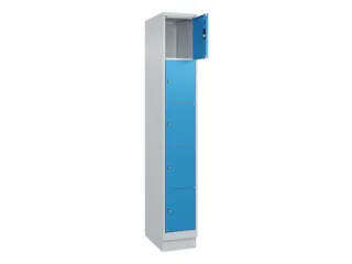 lockerkast,HxBxD 1950x300x500mm,1x5vakken,vak B 300mm,cil.-slot,sokkel - 1