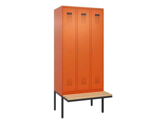 locker met bank,voor scheiding van kleding,HxBxD 2120x900x815mm,3vak