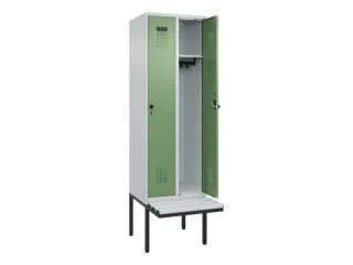 locker met bank,HxBxD 2120x600x815mm,2vak,vak B 300mm,draaigrendel - 1