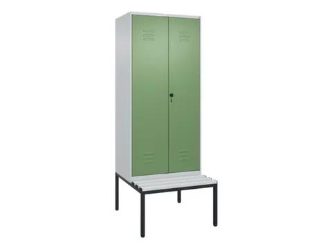PBM-locker met bank,HxBxD 2120x800x815mm,2vak,vak B 400mm,draaigrendel