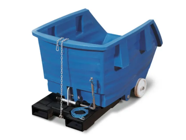 PE-kiepbak,HxLxB 660x1420x920mm,0,3m³,draagverm. 150kg,blauw,wielen