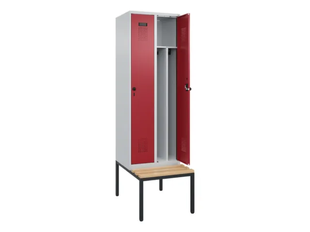 locker met bank,voor scheiding van kleding,HxBxD 2120x600x815mm,2vak