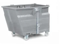 PE-kiepbak,HxLxB 900x1260x960mm,0,6m³,draagverm. 300kg,grijs,Wielen