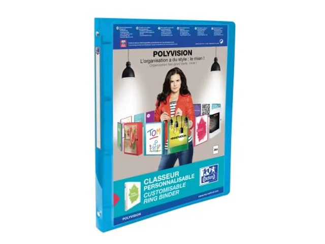 Presentatieringband Elba Polyvision A4 4 rings O-mech 15mm blauw