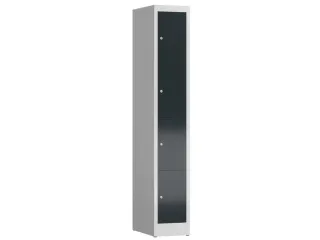 Lockerkast 1800x310x500mm 1x4 vakken cilinderslot, sokkel, RAL7016 - 1