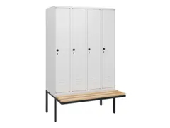 locker met bank,HxBxD 1950x1200x815mm,4vak,vak B 300mm,draaigrendel