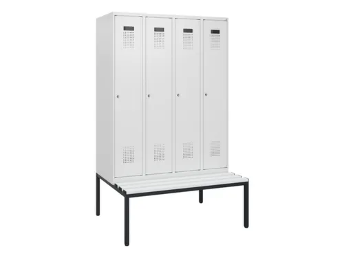 locker met bank,HxBxD 1950x1200x815mm,4vak,vak B 300mm,cilinderslot