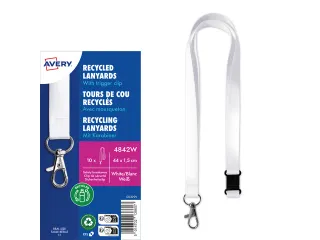 Lanyard Avery rPET wit 440x15mm met karabijnhaak 10 stuks - 2