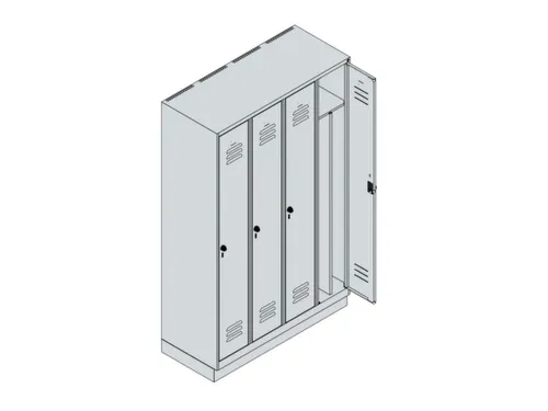 locker voor scheiding van kleding,HxBxD 1950x1200x500mm,4vak