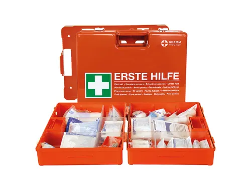 verbandkoffer,DIN 13169,ABS oranje,m. wandhouder