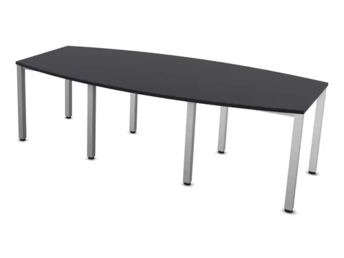 vergadertafel HxBxD 74x240x120cm vatvormig CC-zwart 4voeten Alu