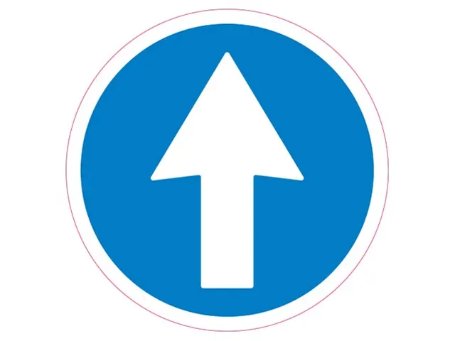 Pijl Sticker Rond DiscountOffice Ronde Vloersticker Verwijderbaar Witte pijl in blauwe ...