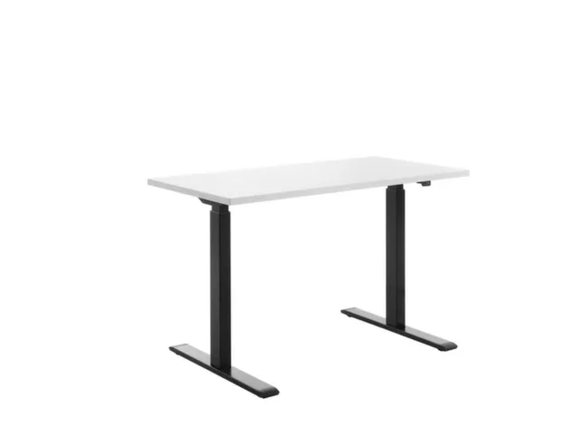 Elektrisch ihv bureau,HxBxD 700-1200x1200x600mm,blad wit,T-voet zwart