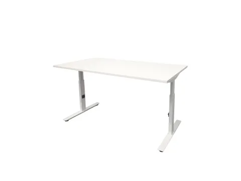 Bureau Linesto Plus Hoogte instelbaar 140x80cm Krijtwit, T-poot Wit