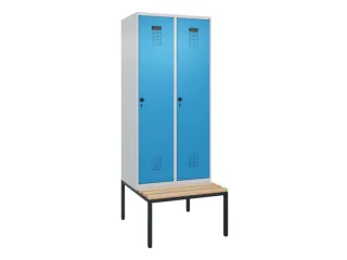 locker met bank,voor scheiding van kleding,HxBxD 2120x800x815mm,2vak - 2