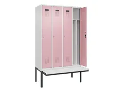 locker met bank,voor scheiding van kleding,HxBxD 2120x1200x815mm,4vak