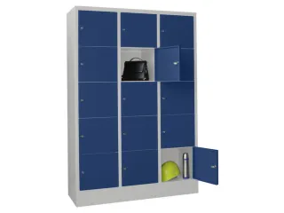 lockerkast,HxBxD 1850x1200x500mm,3x5vakken,RAL7035,front RAL5010 - 2