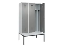 locker met bank,voor scheiding van kleding,HxBxD 2120x1200x815mm,3vak