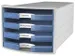 Module tiroirs HAN Impuls 4 tiroirs ouverts bleu transparent