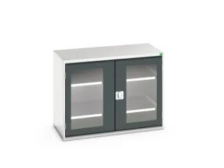 vitrinekast 800x1050x550mm 2xStalen bodem romp RAL7035 front RAL7016 - 1