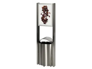Afvalbak RVS 50 liter HxB 800x480mm binnenbak verzinkt met reclamevlak - 1