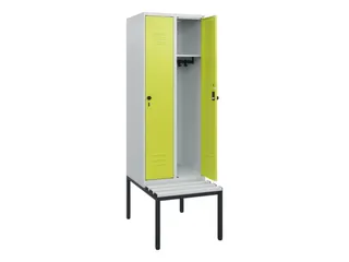 locker met bank,HxBxD 1950x600x815mm,2vak,vak B 300mm,draaigrendel - 2