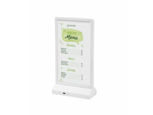 Verlichte Tafelstandaard T-Stand LED Dubbelzijdig DL 99x210mm Wit