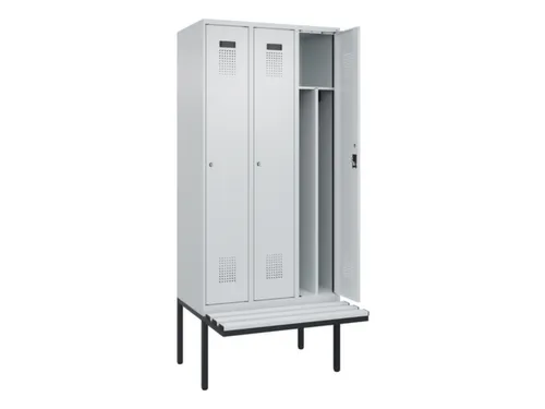 locker met bank,voor scheiding van kleding,HxBxD 2120x900x815mm,3vak