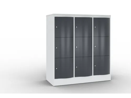 lockerkast cil.slot 1255x1150x540mm 3x3 vakken RAL7035 front RAL7021