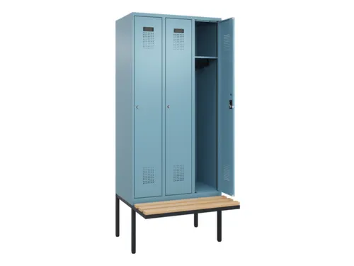 locker met bank,HxBxD 2120x900x815mm,3vak,vak B 300mm,cilinderslot