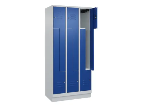 Z-garderobekast,HxBxD 1950x900x500mm,vak B 150/300mm,cil.-slot,sokkel