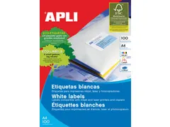 witte etiketten 210 x 297 mm A4 100 stuks (1281)